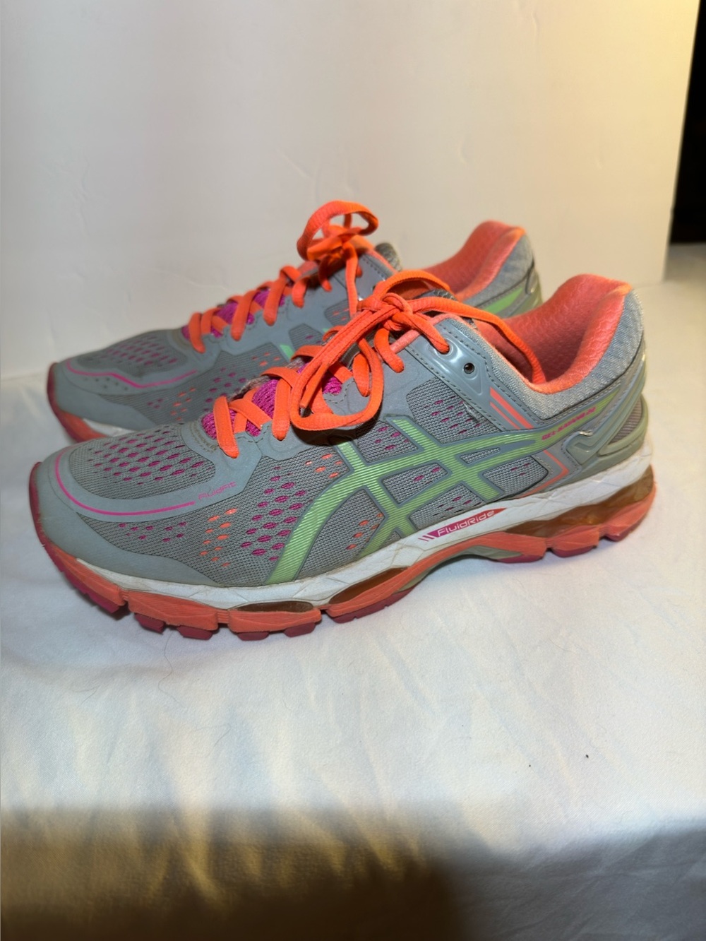 ASICS Gel Cumulus 17 T597N Gray Coral Pink Lime Running Shoes Sneakers Women’s 8